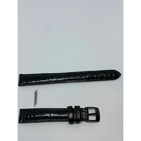 Emporio Armani Authentic 14mm all black genuine leather watch Band with pins L70 - Picture 6 of 10
